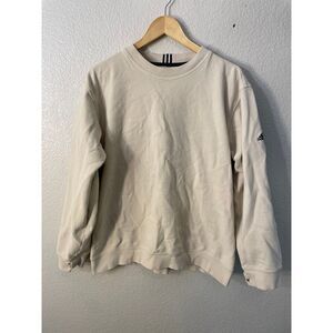Adidas Climalite Hoodie Sweatshirt Thumbholes 3 Stripes Beige‎ Cream Large